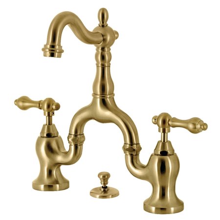 KINGSTON BRASS Bridge Bathroom Faucet with Brass PopUp, Brushed Brass KS7977AL